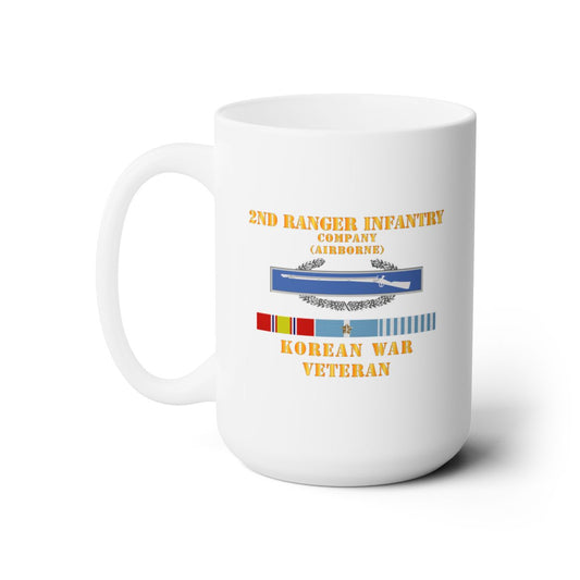 White Ceramic Mug 15oz - 2nd Ranger Infantry Company (Airborne) w CIB w KOREA SVC x 300