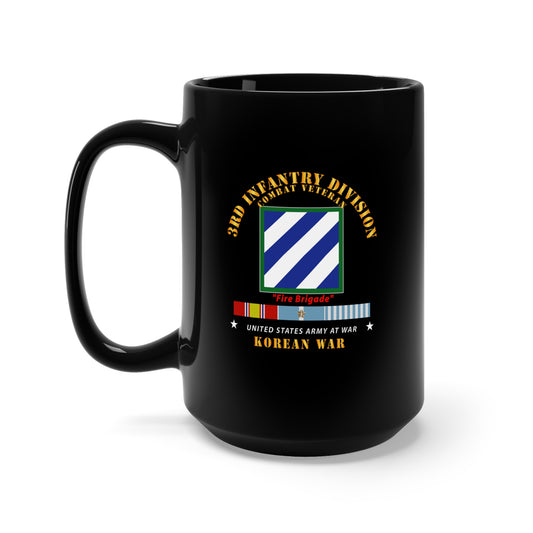 Black Mug 15oz - Army - 3rd ID - Korean War w KOREA War SVC