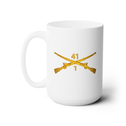White Ceramic Mug 15oz - Army - 1st Bn 41st  Infantry wo Txt X 300 - Hat