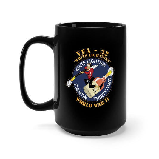 Black Mug 15oz - VF-32 - WWII - White Lightning - WWII X 300