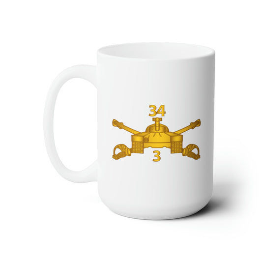 White Ceramic Mug 15oz - Army - 3rd Bn 34th Armor - Armor Branch wo Txt