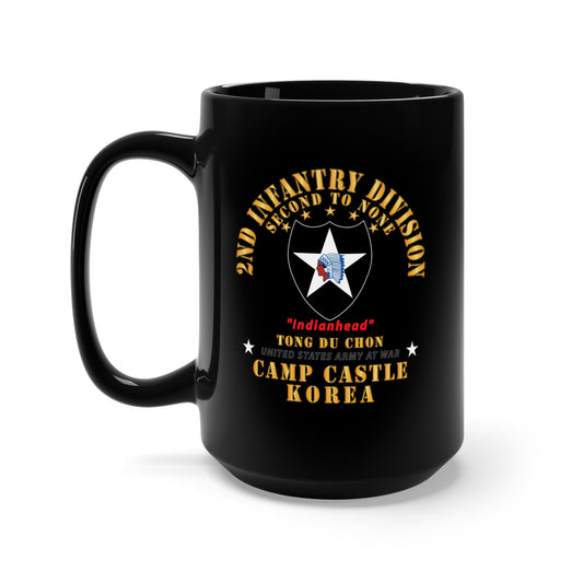 Black Mug 15oz - Army - 2nd Infantry Div - Camp Castle, Korea - Tong Du Chon X 300