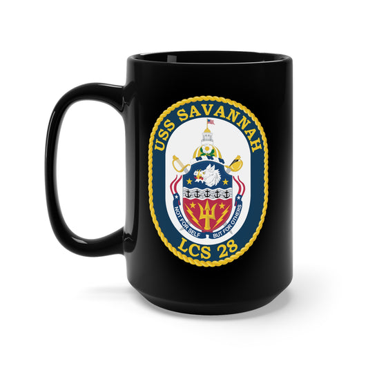 Black Mug 15oz - USS Savannah LCS 28 wo Txt X 300