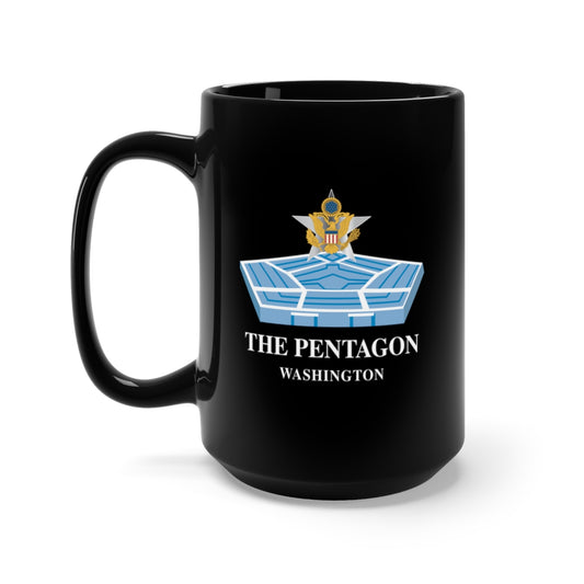 Black Mug 15oz - Army - The Pentagon w Bldg and GS Branch Txt X 300