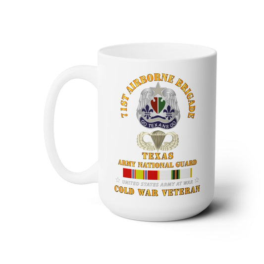 White Ceramic Mug 15oz - Army - 1st Airborne Bde - TXARNG - Cold War Vet wo Parachute w COLD SVC  X 300