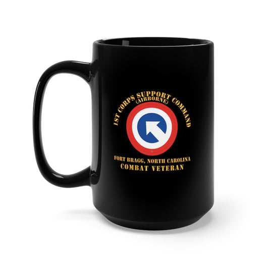 Black Mug 15oz - Army - 1st Corps Support Command (COSCOM)  - FBNC - Combat Veteran X 300