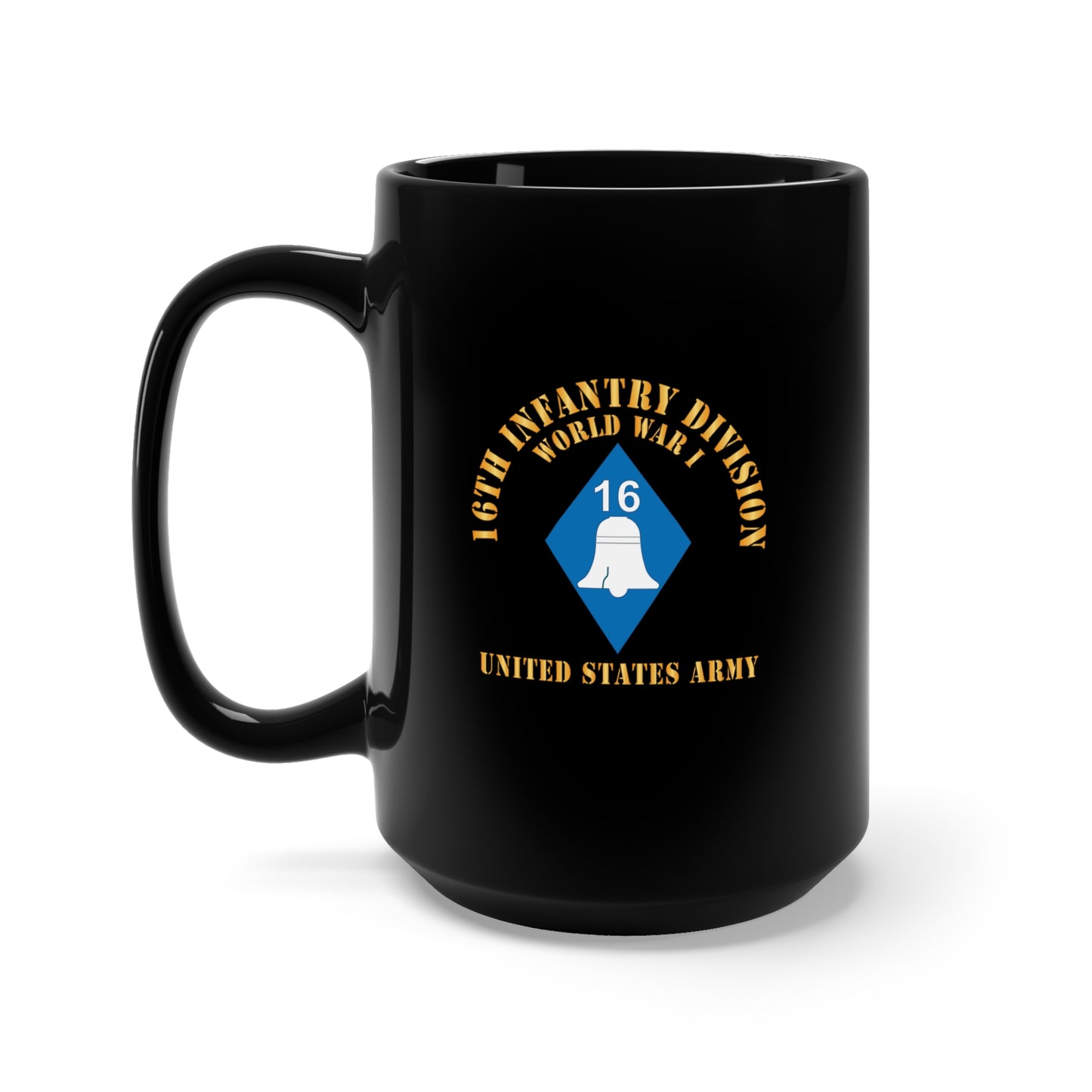 Black Mug 15oz - Army - SSI - 16th Infantry Division  - WWI - US Army X 300