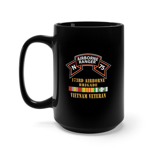 Black Mug 15oz - SOF - N Company Scroll - 173rd Airborne Brigade - Vietnam Veteran w VN SVC X 300