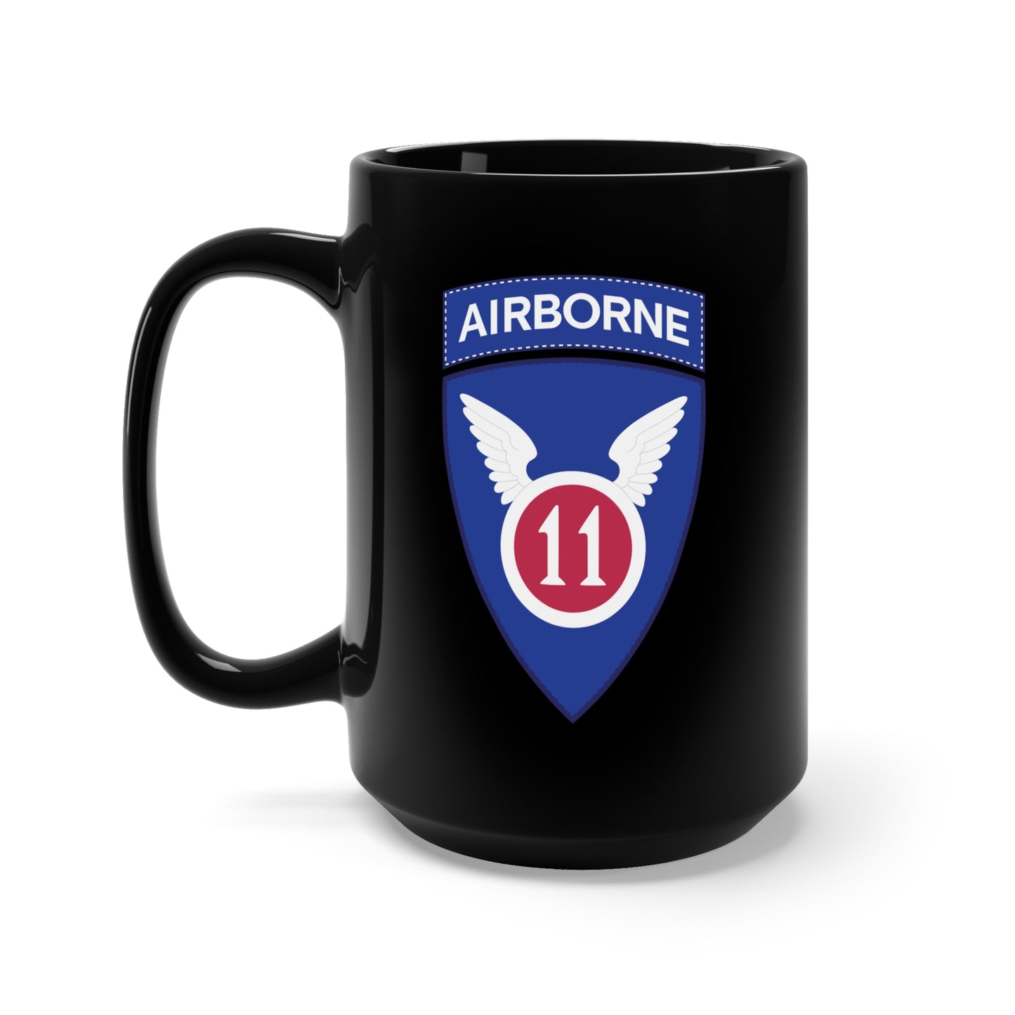 Black Mug 15oz - 11th Airborne Division - SSI wo Txt X 300