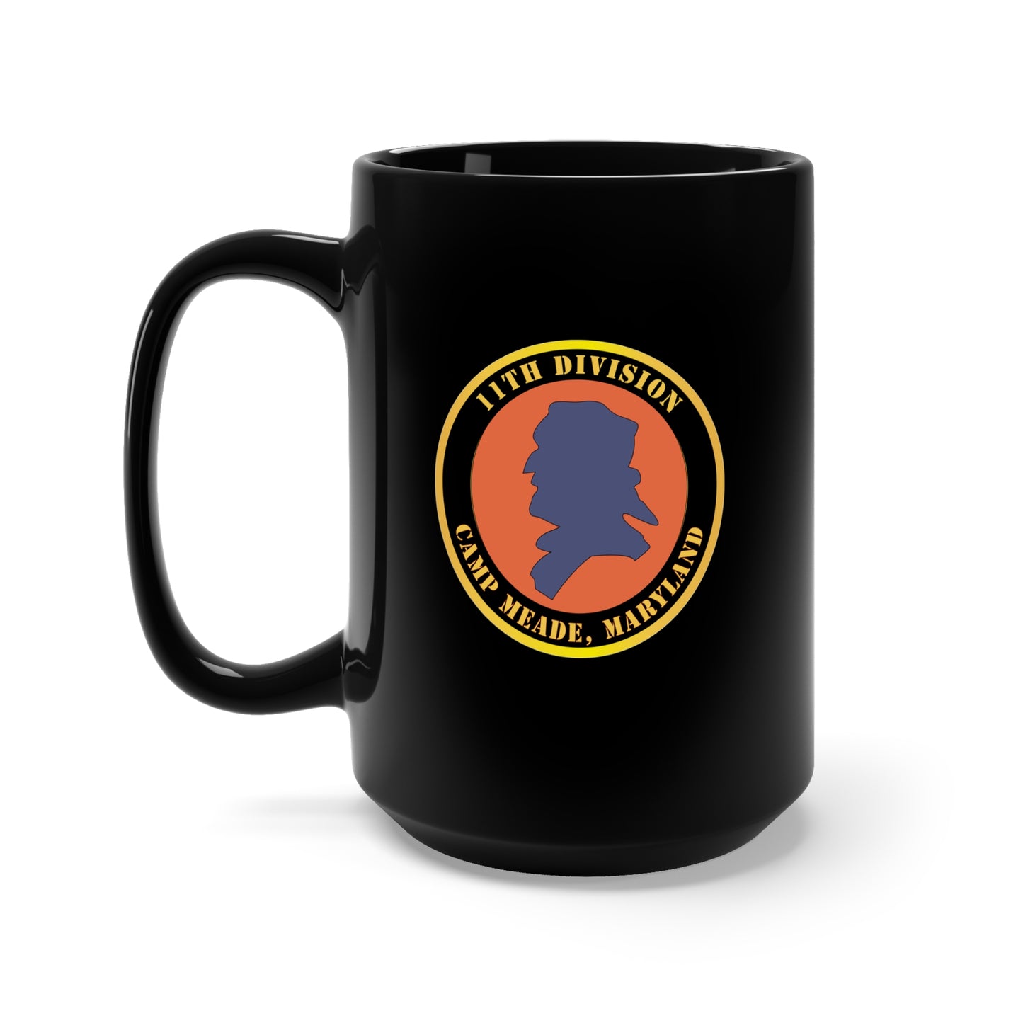Black Mug 15oz - Army - 11th Division - Camp Meade, Maryland X 300