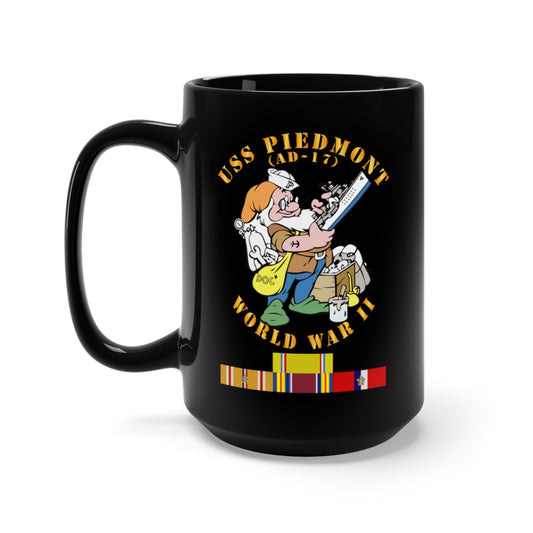 Black Mug 15oz - USS Piedmont (AD-17) w Pac Svc WWII