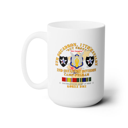 White Ceramic Mug 15oz - Army - 5th Squadron, 17th Cavalry - Camp Pelham - 2nd ID w Map w KOREA SVC