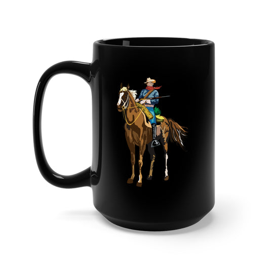 Black Mug 15oz - Cavalryman - Buffalo Soldier X 300