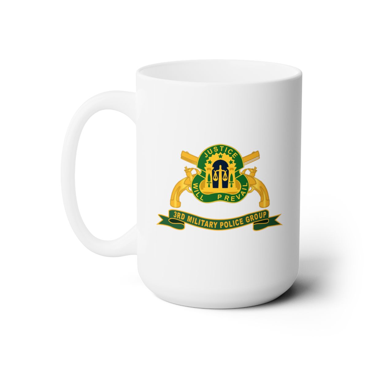 White Ceramic Mug 15oz - Army - 3rd Military Police Group w Br - Ribbon