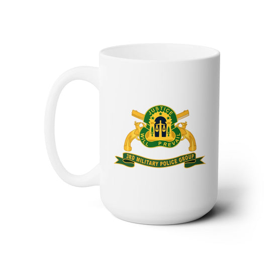 White Ceramic Mug 15oz - Army - 3rd Military Police Group w Br - Ribbon