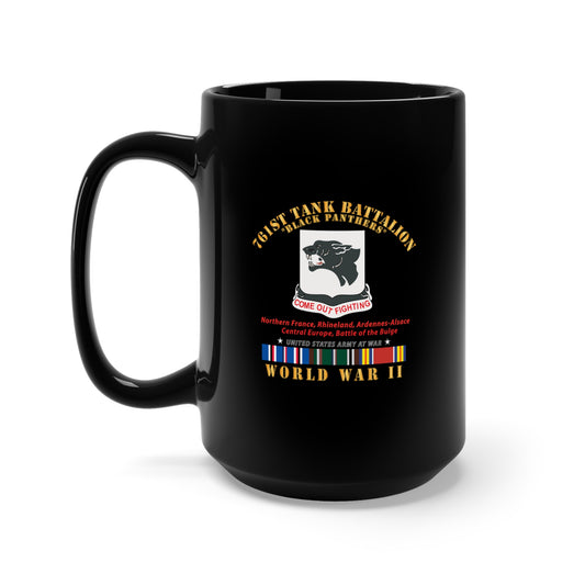 Black Mug 15oz -  Army - 761st Tank Battalion - Black Panthers - WWII  EU SVC