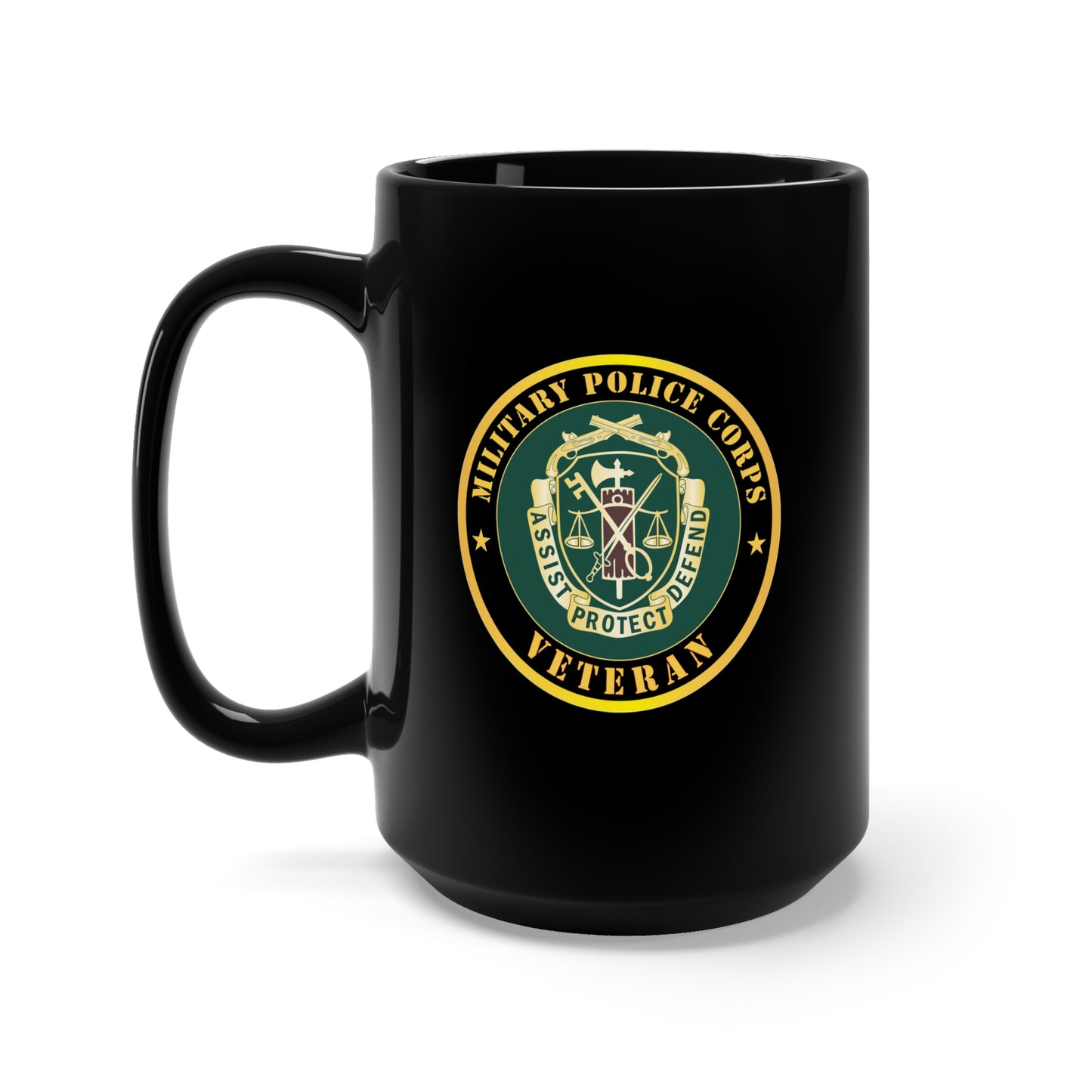 Black Mug 15oz - Army - Military Police Corps Regimental Crest - Veteran X 300