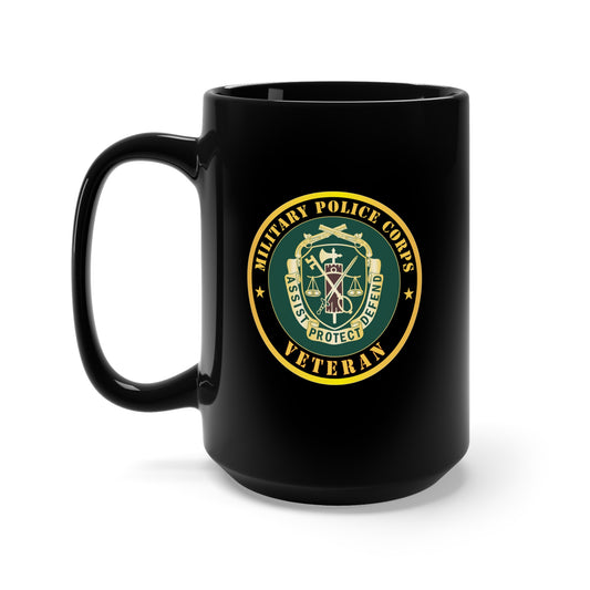 Black Mug 15oz - Army - Military Police Corps Regimental Crest - Veteran X 300