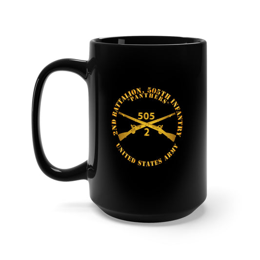 Black Mug 15oz - Army -  2nd Bn, 505th Infantry Regiment - PANTHERS - Branch X 300