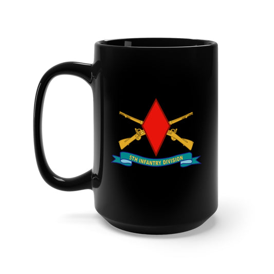 Black Mug 15oz - 5th Infantry Division - SSI w Br - Ribbon X 300