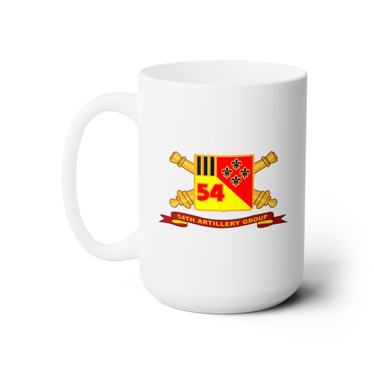 White Ceramic Mug 15oz - Army - 54th Artillery Group w Br - Ribbon - X 300