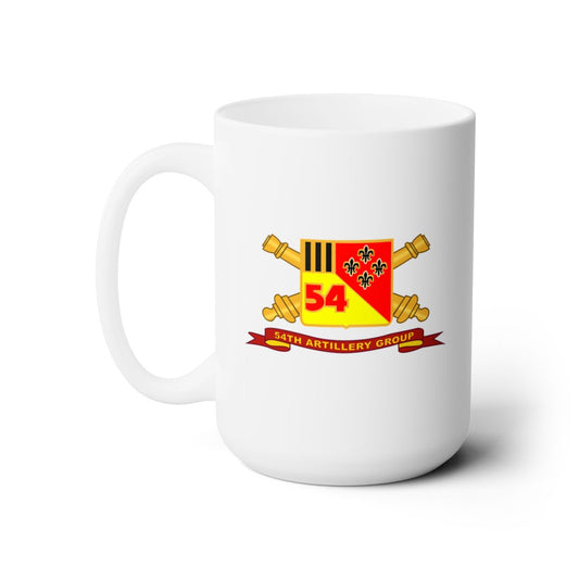 White Ceramic Mug 15oz - Army - 54th Artillery Group w Br - Ribbon - X 300