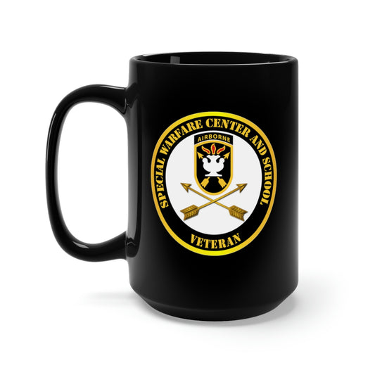 Black Mug 15oz - JFK Special Warfare Center - School SSI - Veteran