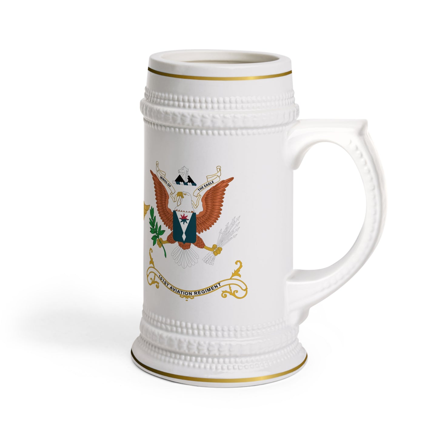 101st Aviation Regiment Coat of Arms Beer Stein Mug with Aviation Branch