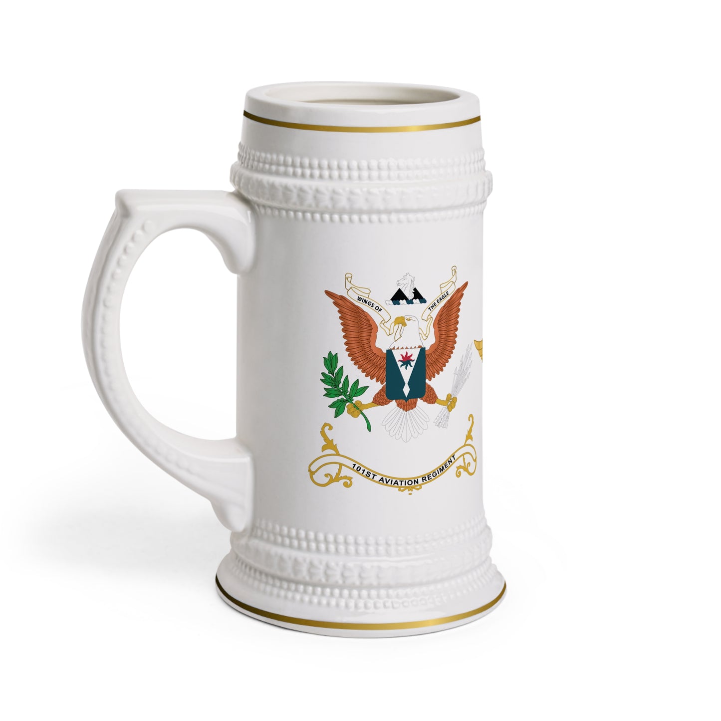 101st Aviation Regiment Coat of Arms Beer Stein Mug with Aviation Branch