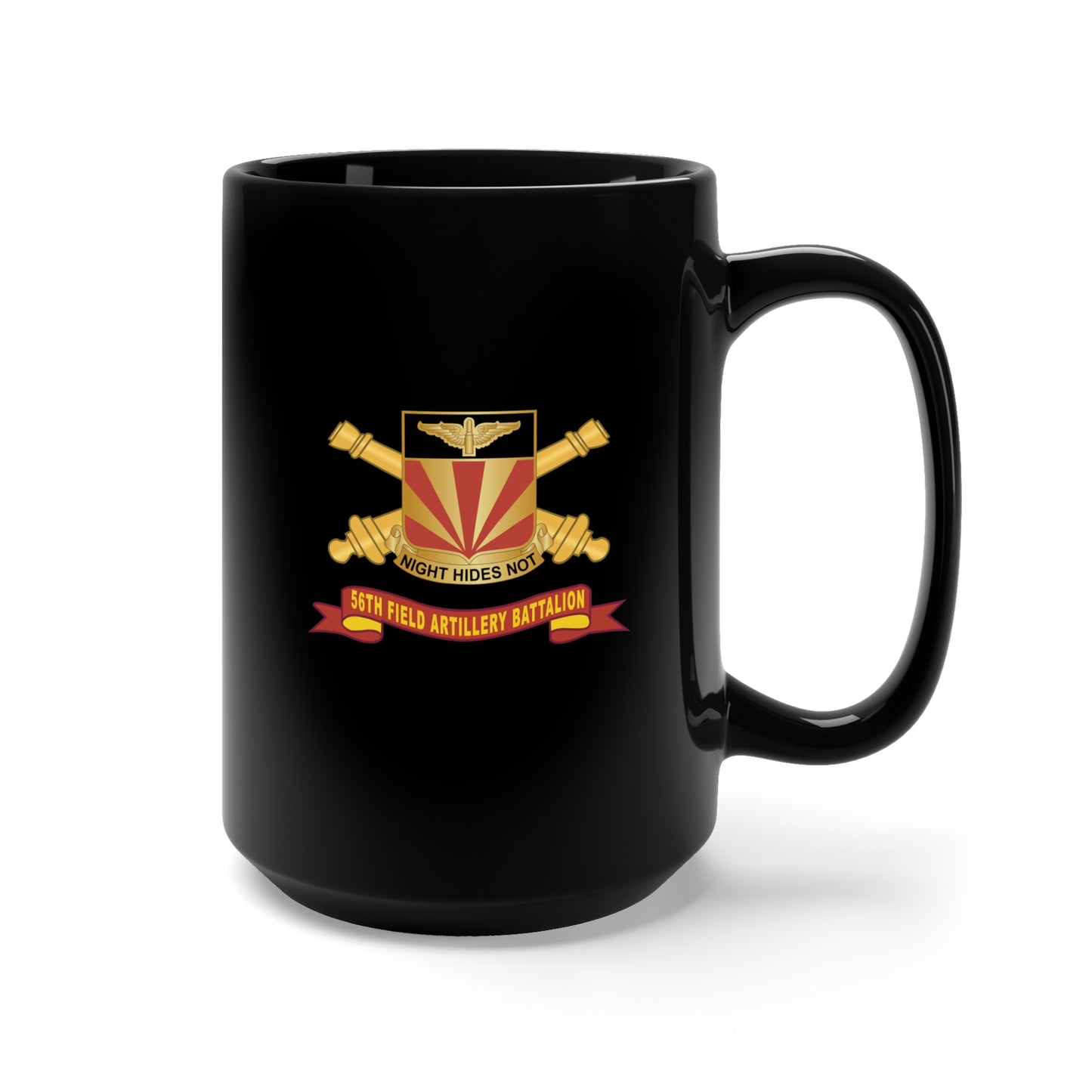 Black Mug 15oz - 56th Field Artillery Battalion - DUI w Br - Ribbon X 300