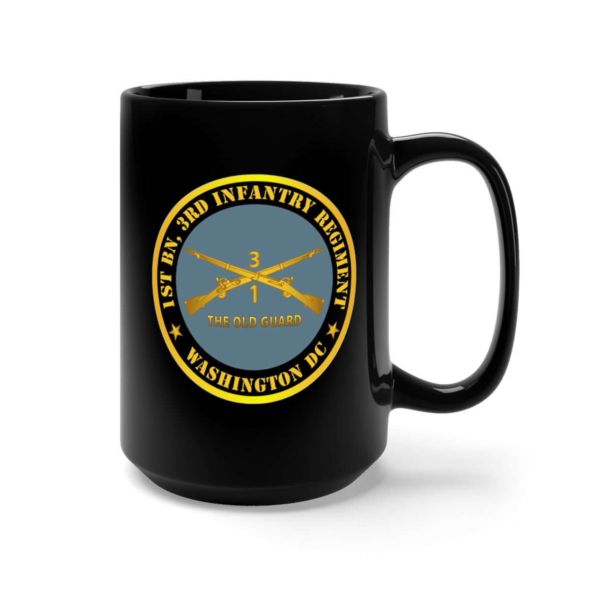 Black Mug 15oz - 1st Bn 3rd Infantry Regiment - Washington DC - The Old Guard w Inf Branch