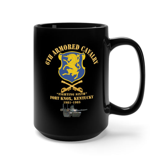 Black Coffee Mug 15oz - Army - 6th ACR w Cav Br Ft Knox Kentucky - 1981-1985 w M1 Green X 300