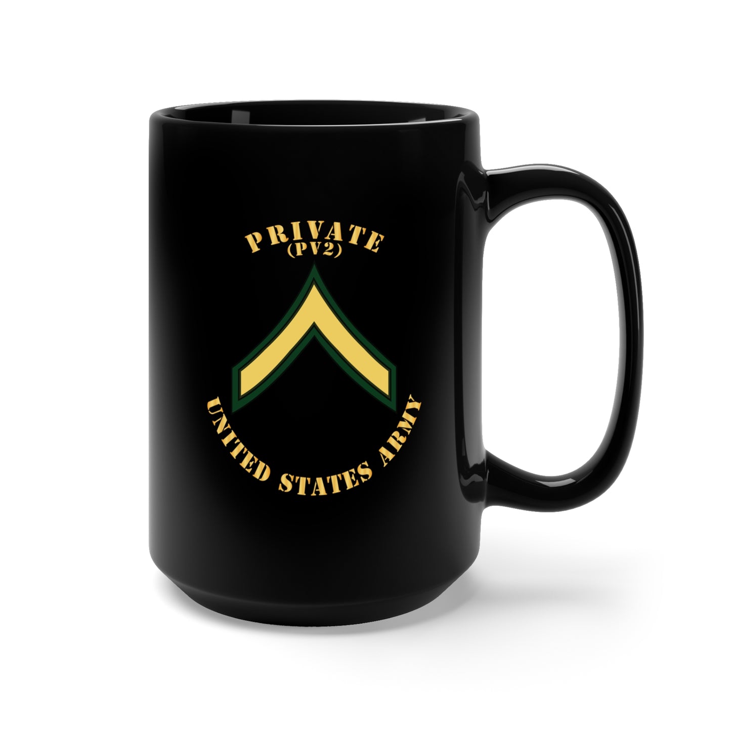Black Mug 15oz - Army - Private - PV2 - Flat