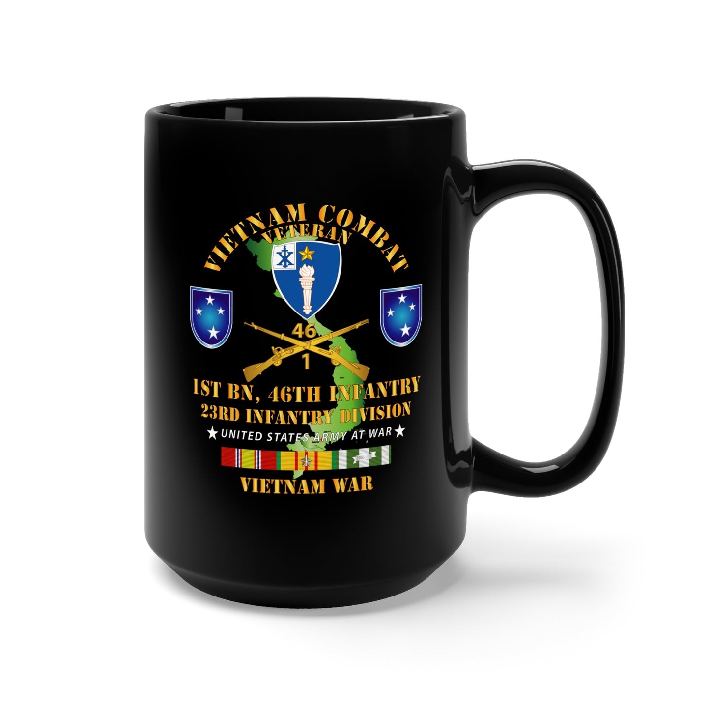 Black Mug 15oz - 1st Bn 46th Infantry w VN SVC
