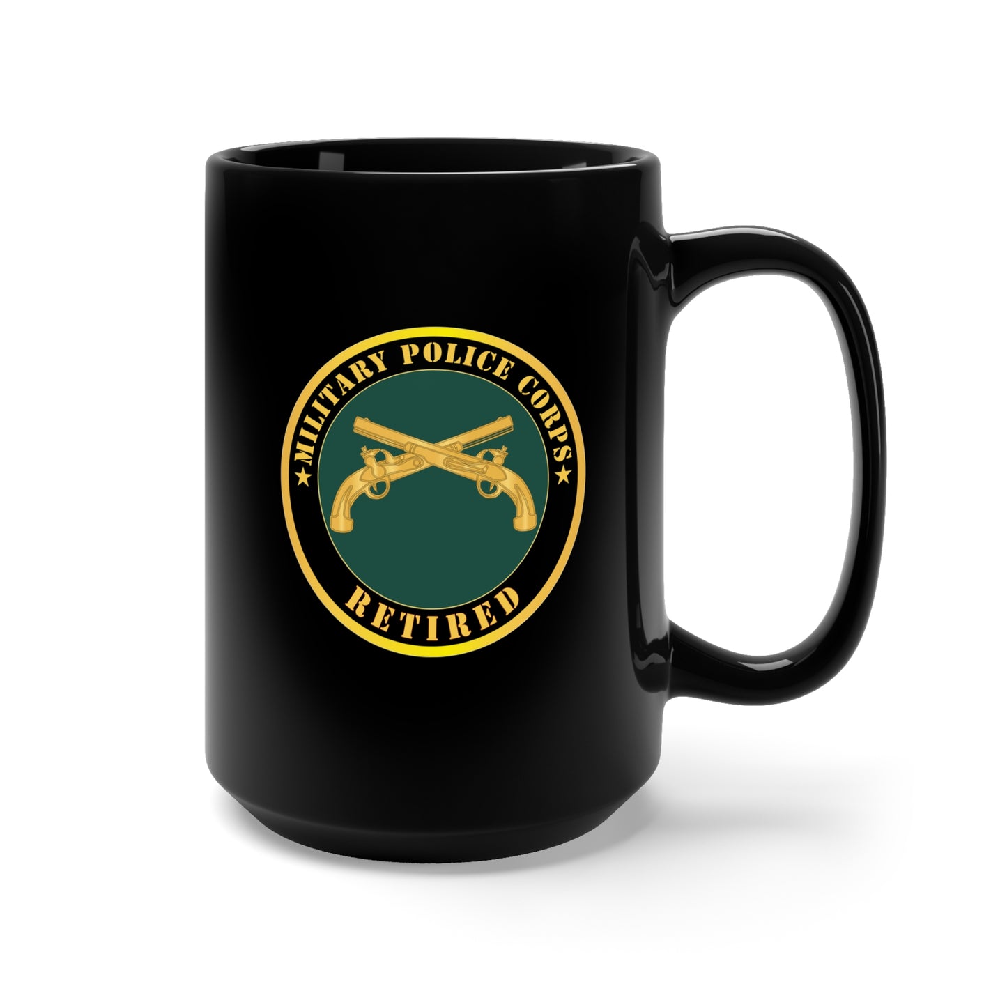 Black Mug 15oz - Army - Military Police - Branch - Retired X 300