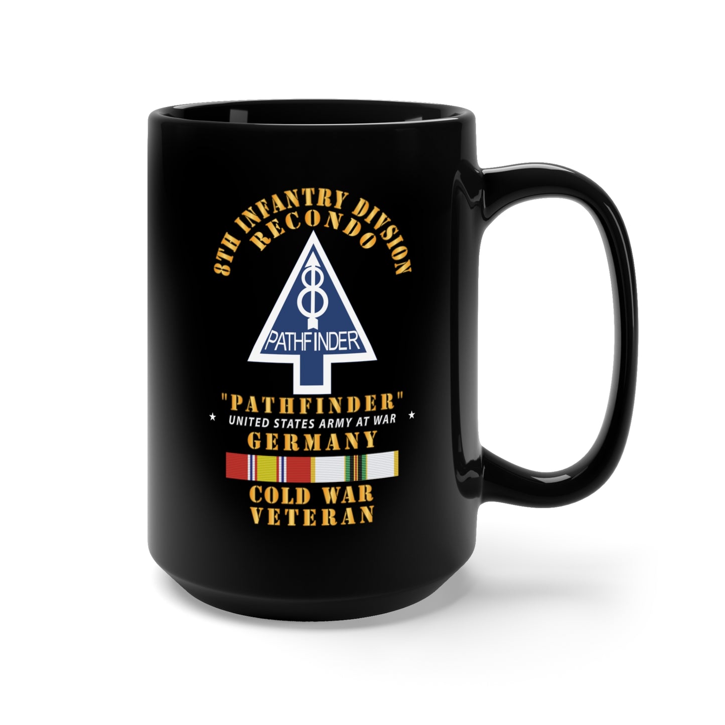 Black Mug 15oz - 8th Infantry Div Recondo School - Pathfinder - Germany w Cold War SVC X 300