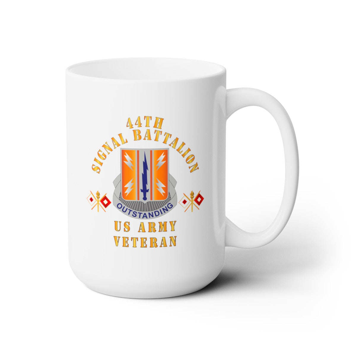 White Ceramic Mug 15oz - Army - 44th Signal Bn - US Army Veteran X 300DPI