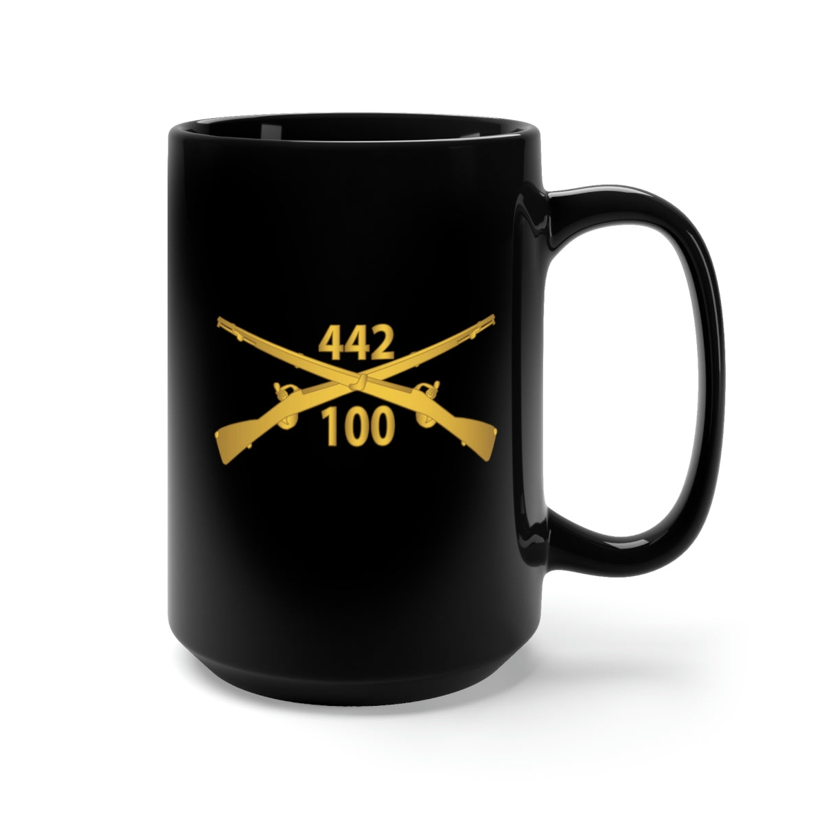 Black Mug 15oz - 100th Infantry Battalion, 442nd Infantry Regiment - wo Txt w Br X 300
