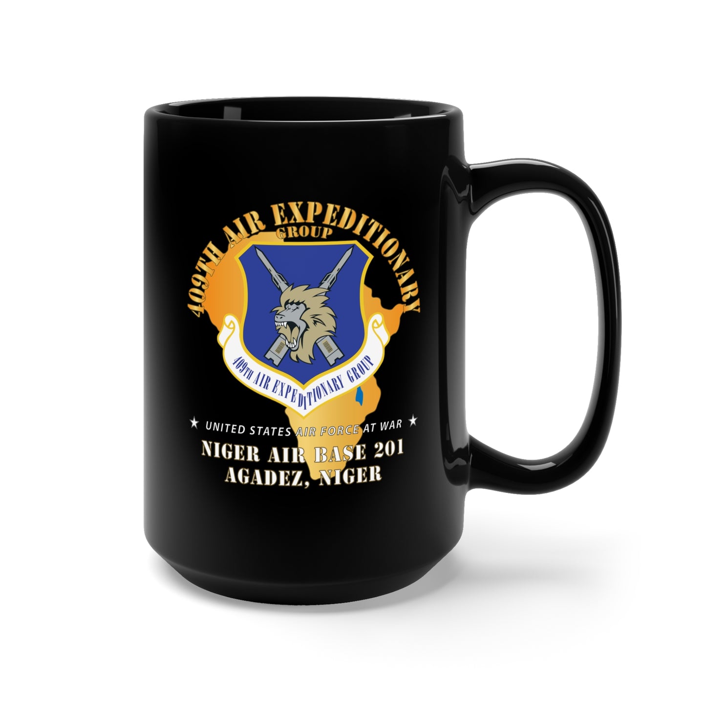 Black Mug 15oz - 409th Air Expeditionary Group Niger Air Base 201, Agadez, Niger X 300