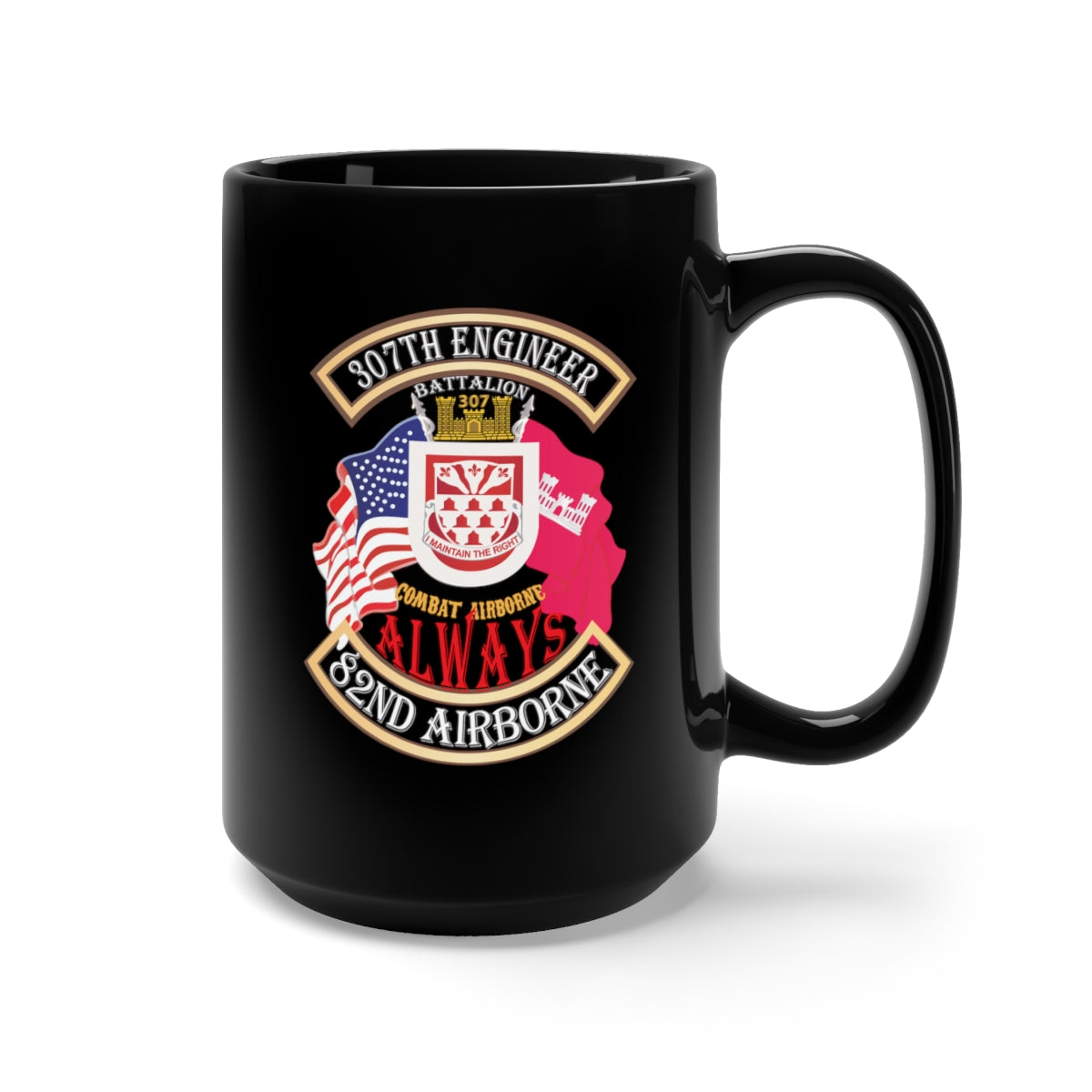 Black Mug 15oz - 307TH Engineer Battalion - MC Patch Style w ENG Br X 300