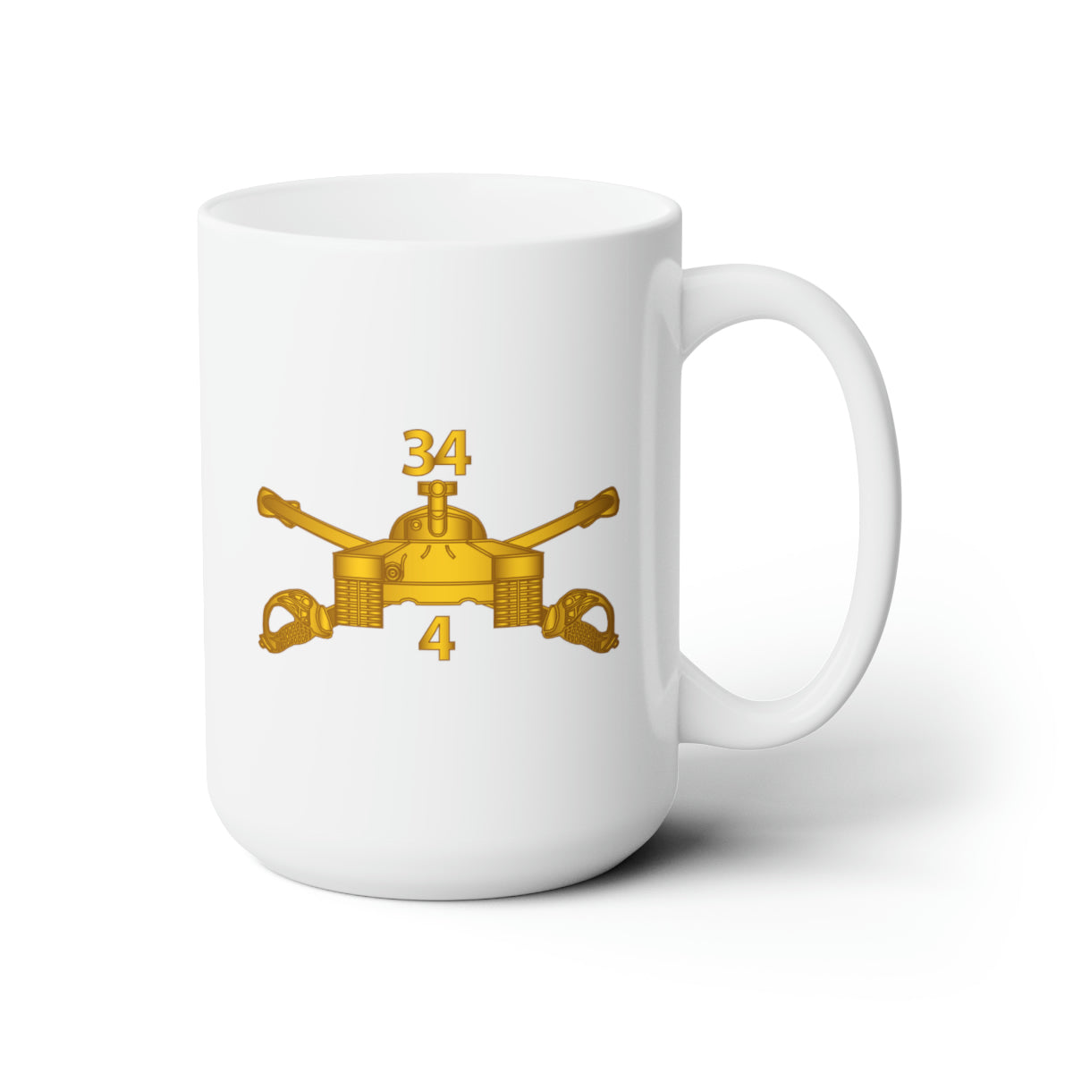 White Ceramic Mug 15oz - Army - 4th Bn 34th Armor - Armor Branch wo Txt