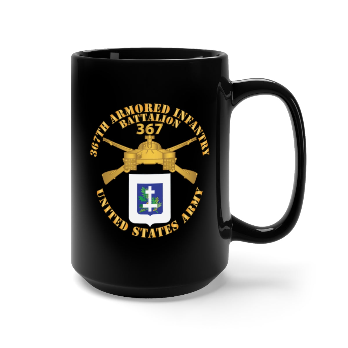 Black Mug 15oz - 367th Armored Infantry Battalion - Br - DUI X 300