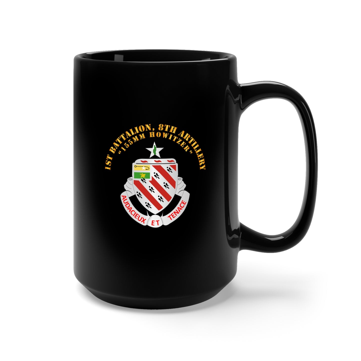Black Mug 15oz - Army - 1st Battalion, 8th Artillery - V1 wo DS
