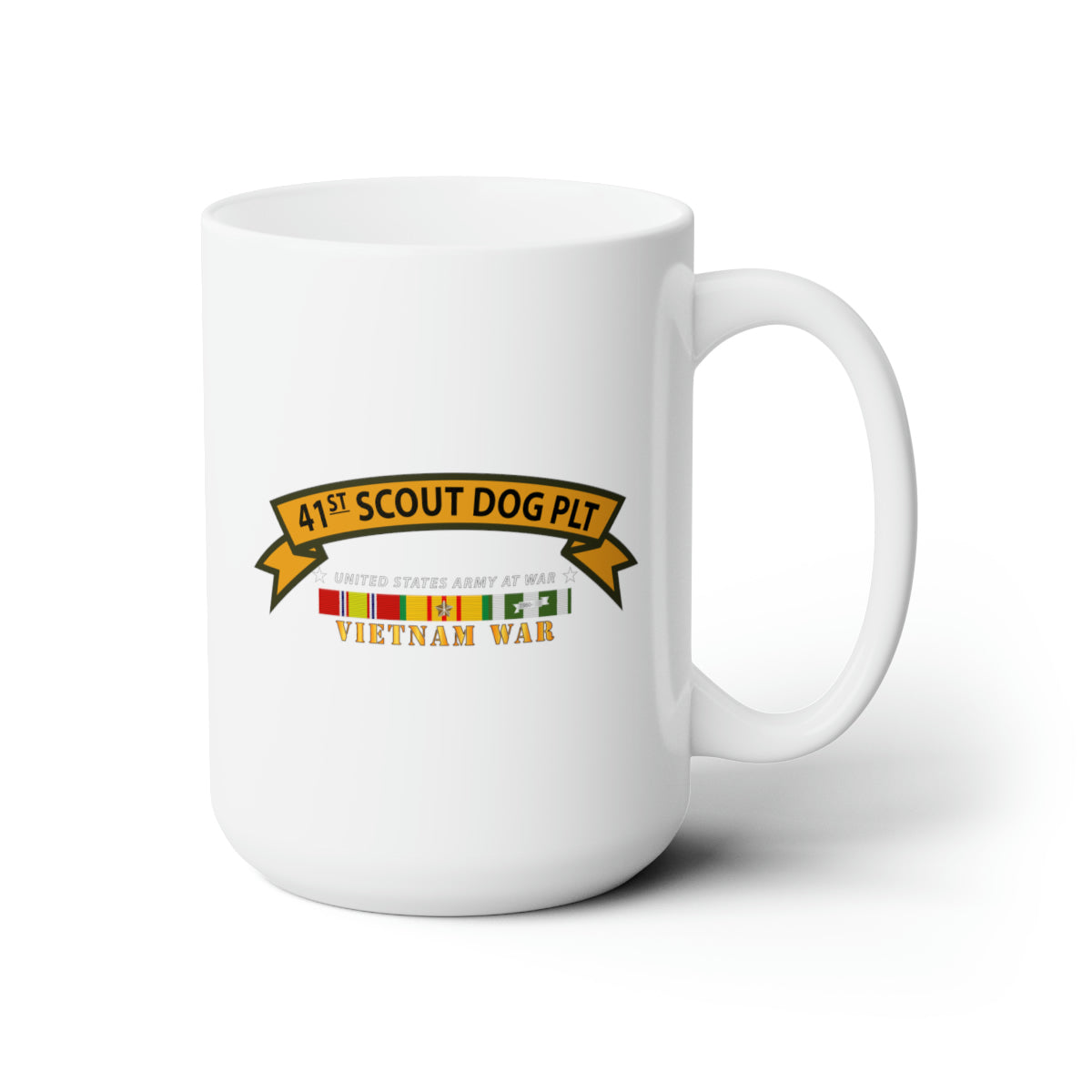 White Ceramic Mug 15oz - Army - 41st  Scout Dog Platoon wo Txt  w VN SVC