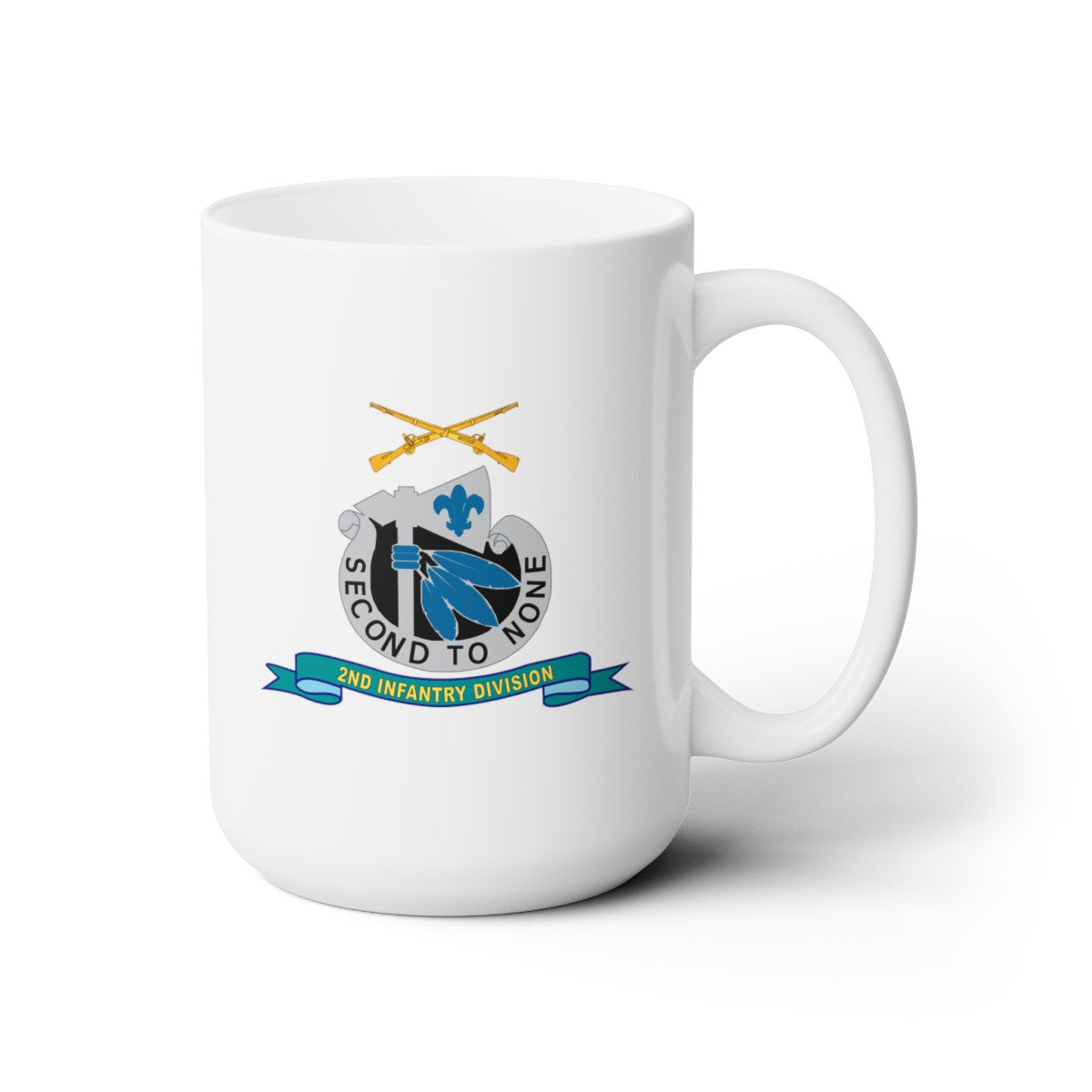 White Ceramic Mug 15oz - Army - 2nd Infantry Division - w Br - Ribbon