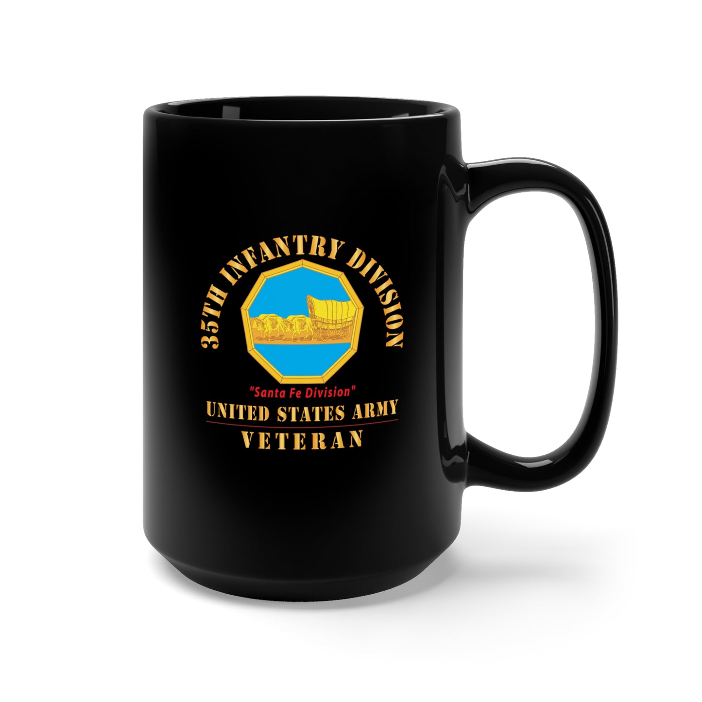 Black Mug 15oz - Army - DUI - 35th Infantry Division - Santa Fe Division - US Army Veteran X 300