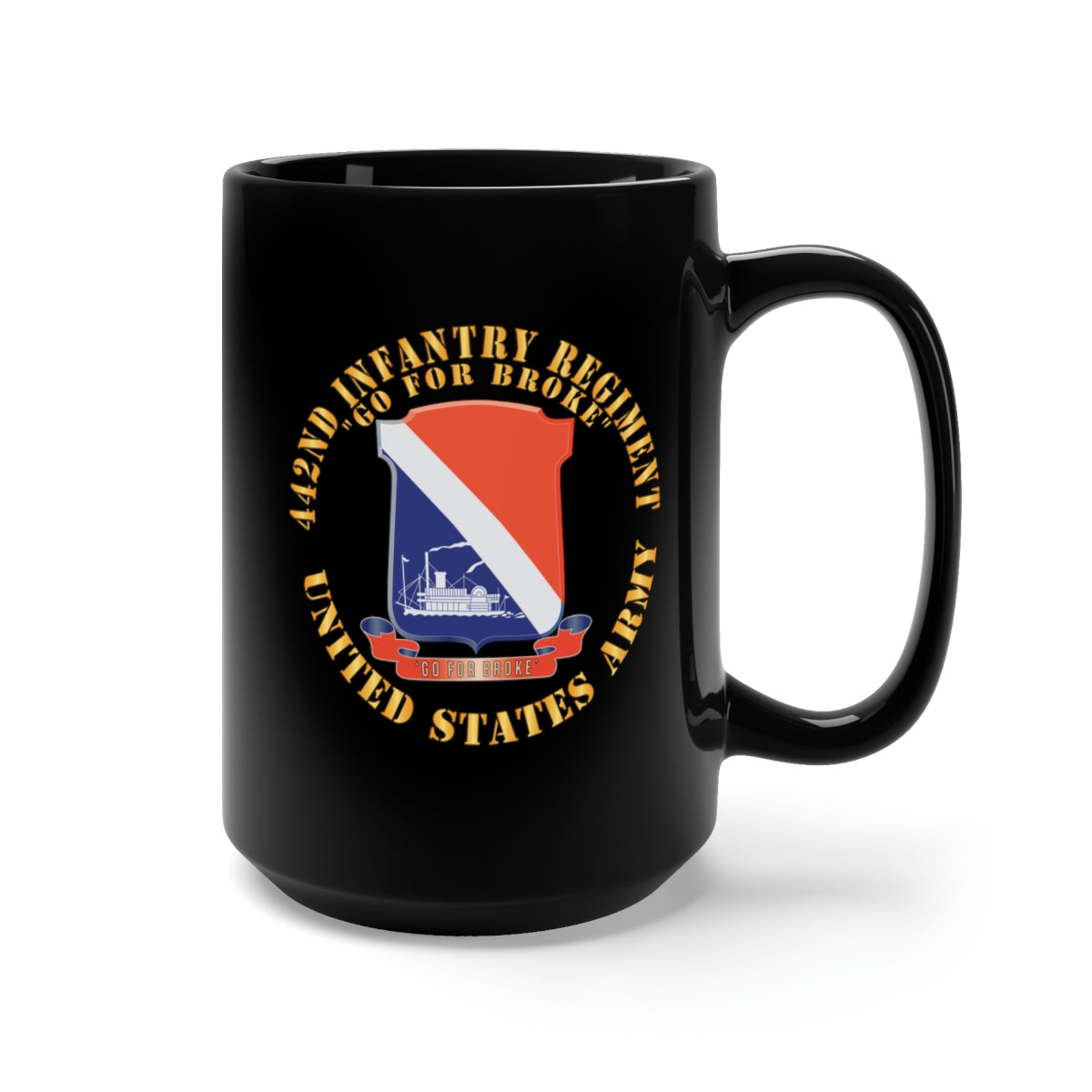 Black Mug 15oz - 442nd Infantry Regiment - DUI - Go for Broke X 300