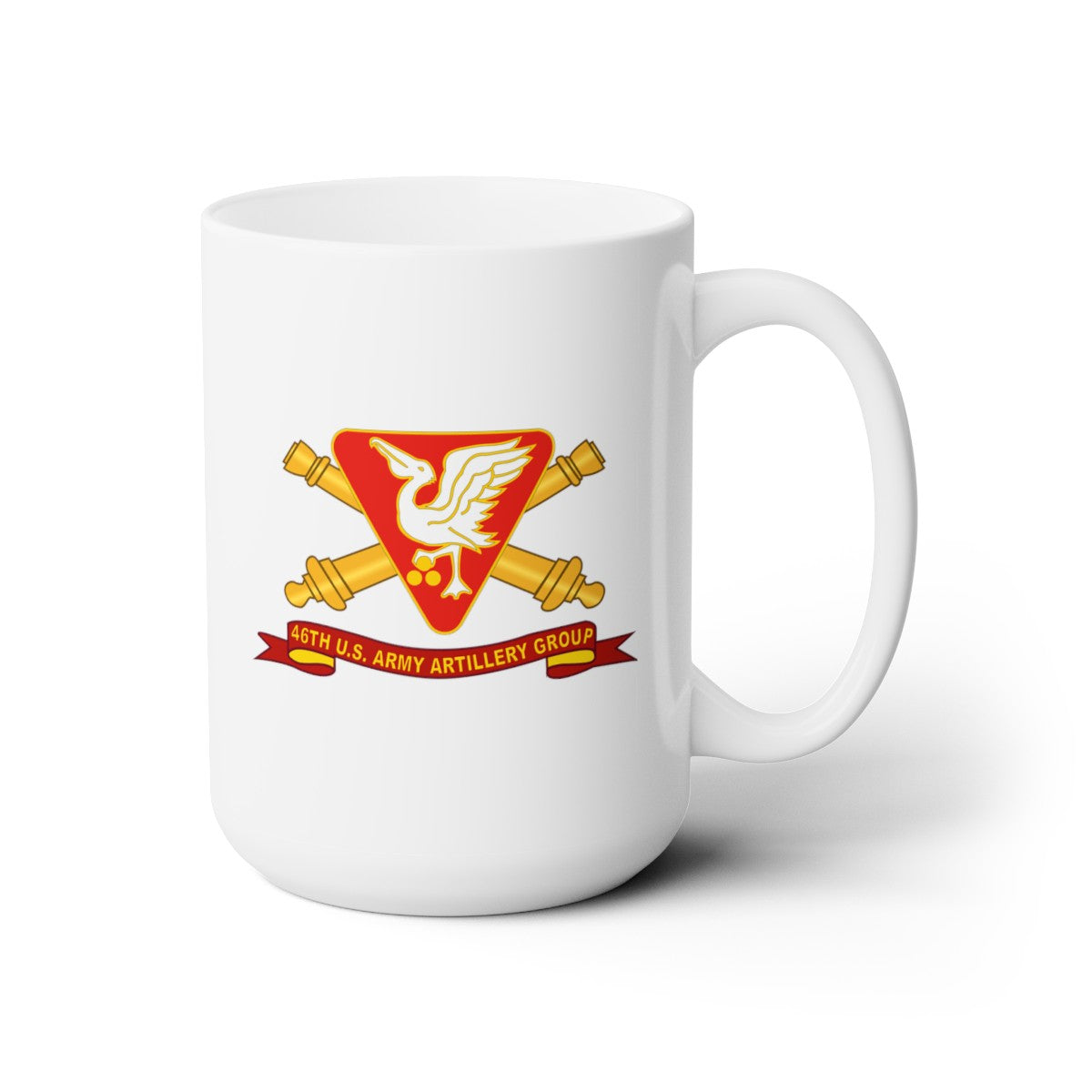 White Ceramic Mug 15oz - Army - 46th U.S. Army Artillery Group w Br - Ribbon