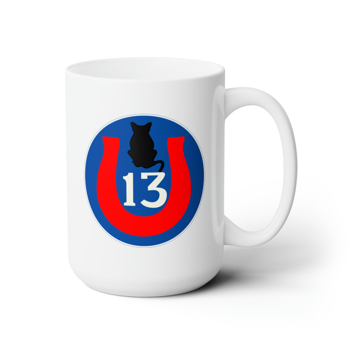 White Ceramic Mug 15oz - Army - 13th Infantry Division - Black Cat wo Txt