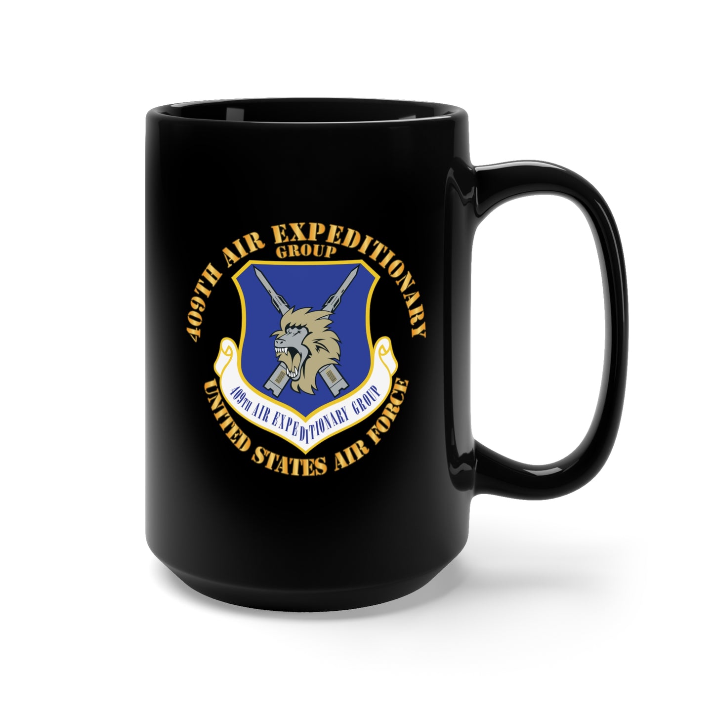 Black Mug 15oz - 409th Air Expeditionary Group w Txt X 300